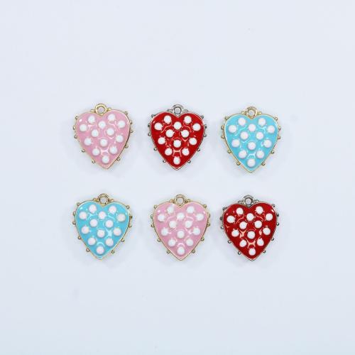 Tibetan Style Enamel Pendants, Heart, gold color plated, DIY, more colors for choice, nickel, lead & cadmium free, 14x16mm, Approx 100PCs/Bag, Sold By Bag