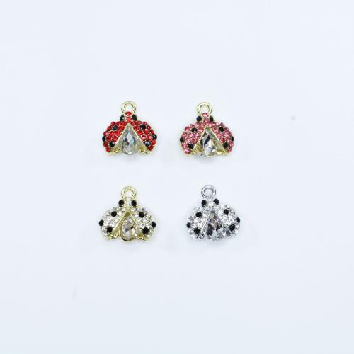 Tibetan Style Rhinestone Pendants, Insect, plated, DIY & with rhinestone, more colors for choice, nickel, lead & cadmium free, 15x16mm, Approx 100PCs/Bag, Sold By Bag