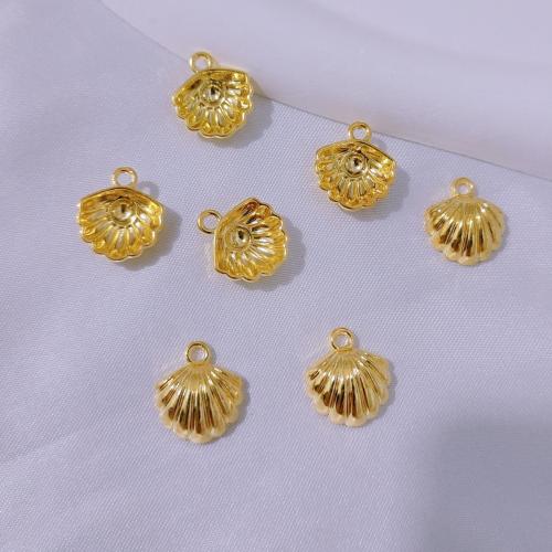 Tibetan Style Pendants, Shell, gold color plated, DIY, nickel, lead & cadmium free, 13x12mm, 100PCs/Bag, Sold By Bag