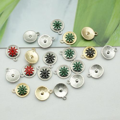 Tibetan Style émail Pendants, alliage de zinc, Rond, Placage, DIY, plus de couleurs à choisir, protéger l'environnement, sans nickel, plomb et cadmium, 13x16mm, 100PC/sac, Vendu par sac