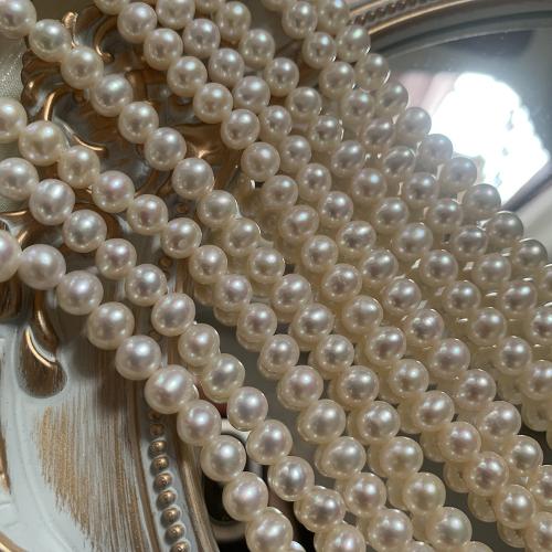 Natural Freshwater Pearl Loose Beads, Slightly Round, DIY, white, about:6-7mm, Sold Per Approx 40 cm Strand