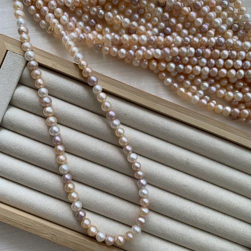 Natural Freshwater Pearl Loose Beads, Slightly Round, DIY, mixed colors, about:6-6.5mm, Sold Per Approx 39-40 cm Strand