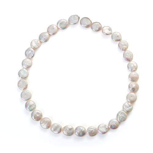 Pièce de culture des perles d'eau douce, perle d'eau douce cultivée, pièce de monnaie, DIY & normes différentes pour le choix, blanc, Vendu par Environ 36 cm brin