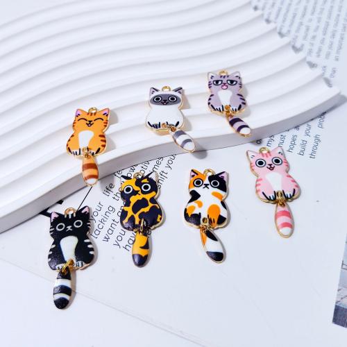 Tibetan Style Animal Pendants, Cat, gold color plated, DIY, more colors for choice, nickel, lead & cadmium free, 16x39mm, 10PCs/Bag, Sold By Bag