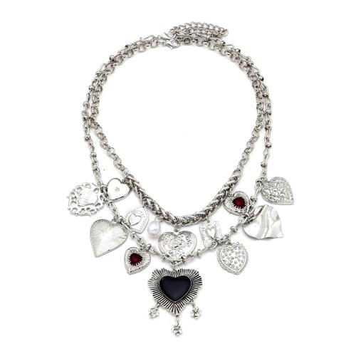 Collar de Aleación de Zinc, con Perlas de plástico ABS, con 7cm extender cadena, chapado, Joyería, más colores para la opción, libre de níquel, plomo & cadmio, longitud:50 cm, Vendido por UD