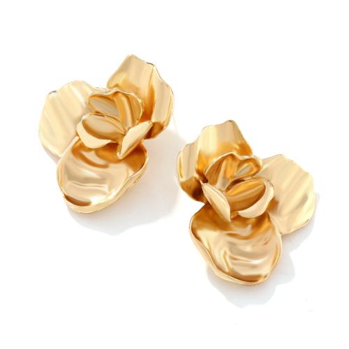 Tibetan Style Stud Earring, Flower, plated, fashion jewelry, more colors for choice, nickel, lead & cadmium free, 45x54mm, Sold By Pair