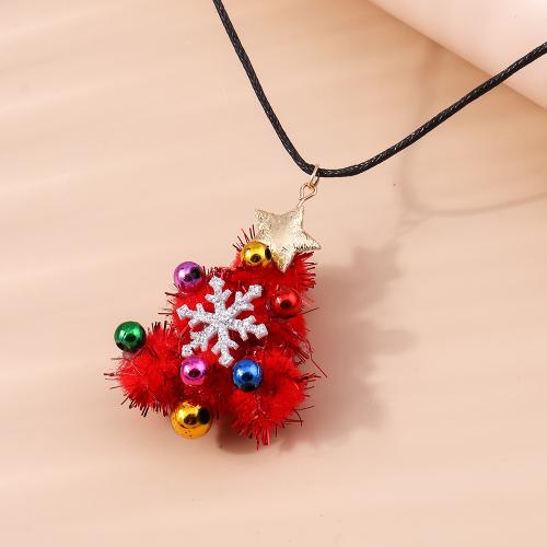 Christmas Necklaces, Felt, with Wax Cord & Plastic, with 7cm extender chain, handmade, Christmas Design & fashion jewelry & for woman, more colors for choice, nickel, lead & cadmium free, Length:47 cm, Sold By PC