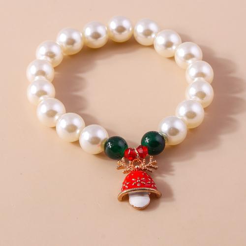 Christmas Holiday Bracelet, Plastic, with Elastic Thread & Tibetan Style, handmade, Christmas Design & different styles for choice & for woman & enamel, mixed colors, nickel, lead & cadmium free, Sold By PC