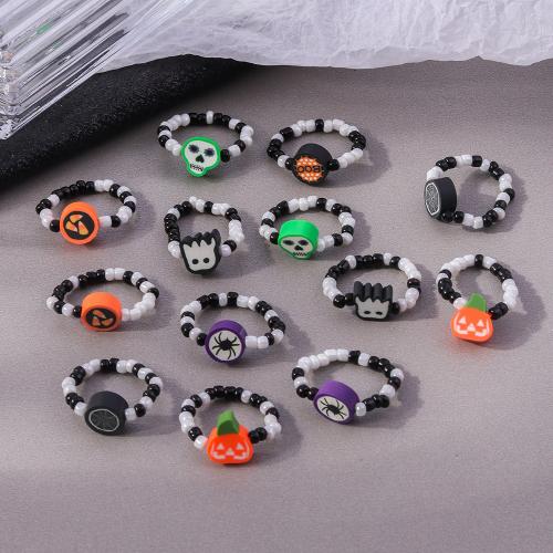 Seedbead Ring Set, with Elastic Thread & Resin, Halloween Design & 10 pieces & for woman, nickel, lead & cadmium free, Sold By Set