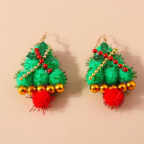 Boucles d'oreilles de Noël, Feutre, avec alliage de zinc, arbre de noël, fait à la main, Conception de Noël & bijoux de mode & pour femme, plus de couleurs à choisir, Vendu par paire