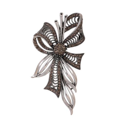 Tibetan Style Brooches, Bowknot, plated, for woman & with rhinestone, more colors for choice, Sold By PC