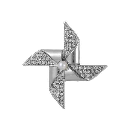 Tibetan Style Brooches, with Plastic Pearl, Pinwheel, plated, for woman & with rhinestone, more colors for choice, Sold By PC