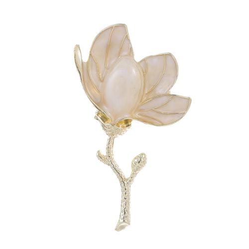 Tibetan Style Brooches, Flower, plated, for woman & enamel, gold, Sold By PC