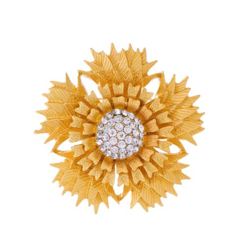 Tibetan Style Brooches, petals, plated, for woman & with rhinestone, gold, Sold By PC