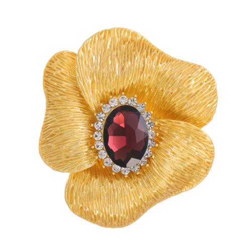 Tibetan Style Brooches, with Glass, petals, plated, for woman & with rhinestone, more colors for choice, Sold By PC