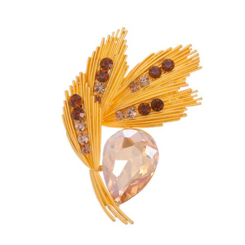 Tibetan Style Brooches, Wheat, plated, for woman & with rhinestone, more colors for choice, Sold By PC