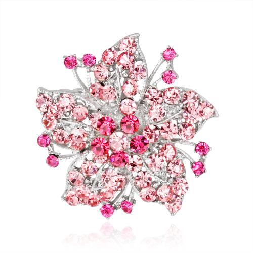 Tibetan Style Brooches, petals, plated, for woman & with rhinestone, more colors for choice, Sold By PC