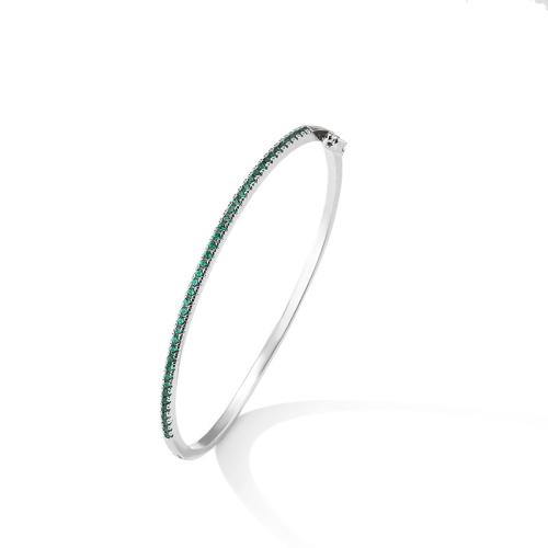 Cúbicos Circonia pulsera Latón Micro pavimenta, metal, chapado, micro arcilla de zirconia cúbica & para mujer, más colores para la opción, diámetro interior:aproximado 56mm, Vendido por UD