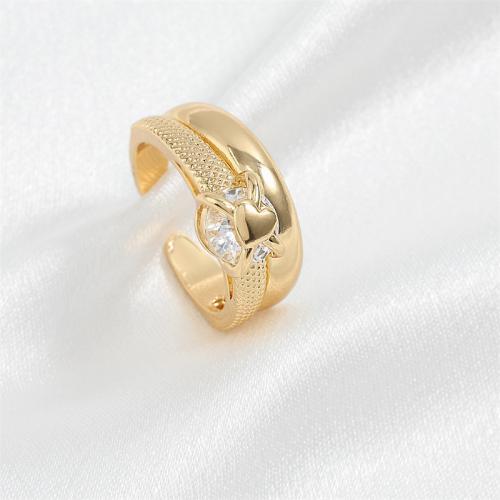 Cubic Zirconia Micro Pave Brass Ring, micro pave cubic zirconia & for woman, golden, Sold By PC