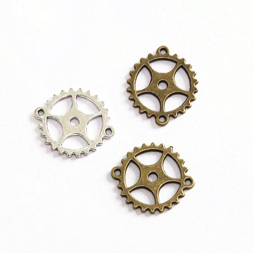 Tibetan Style Connector, Gear Wheel, plated, DIY & 1/1 loop, more colors for choice, 28.10x24.50mm, 60PCs/Bag, Sold By Bag