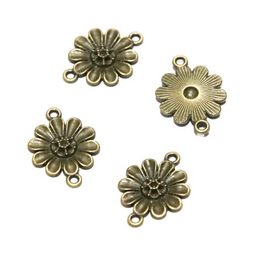 Flower Tibetan Style Connector, antique bronze color plated, DIY & 1/1 loop, 24x18mm, 50PCs/Bag, Sold By Bag