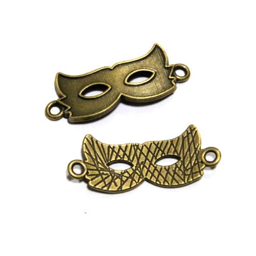 Tibetan Style Connector, Mask, antique bronze color plated, DIY & 1/1 loop, 13.20x33.20mm, 50PCs/Bag, Sold By Bag