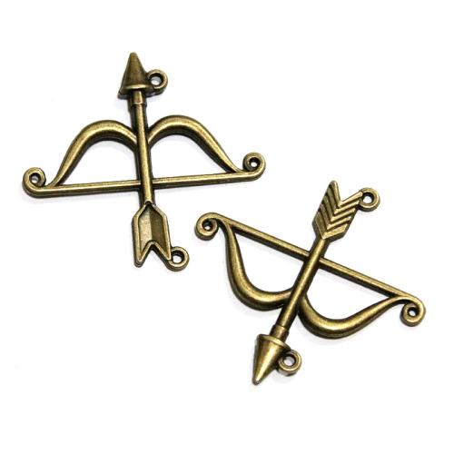 Tibetan Style Connector, Arrow, antique bronze color plated, DIY & 1/1 loop, 46.80x45.70mm, 40PCs/Bag, Sold By Bag