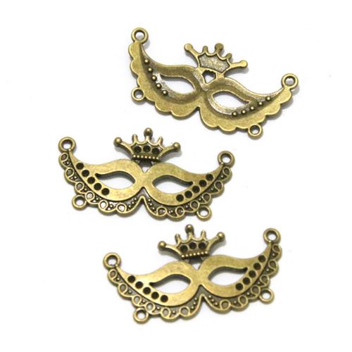 Tibetan Style Connector, Mask, antique bronze color plated, DIY & 2/2 loop, 40x21mm, 60PCs/Bag, Sold By Bag