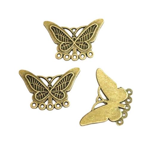 Animal Tibetan Style Connector, Butterfly, antique bronze color plated, DIY & 1/5 loop, 22x31.50mm, 60PCs/Bag, Sold By Bag