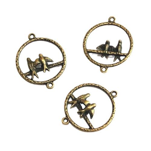 Animal Tibetan Style Connector, swallow, antique bronze color plated, DIY & 1/1 loop, 34.20x27.40mm, 50PCs/Bag, Sold By Bag