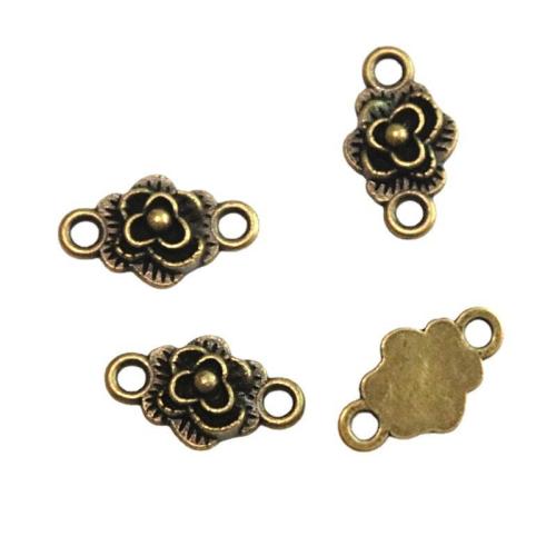 Flower Tibetan Style Connector, antique bronze color plated, DIY & 1/1 loop, 10x18mm, 100PCs/Bag, Sold By Bag