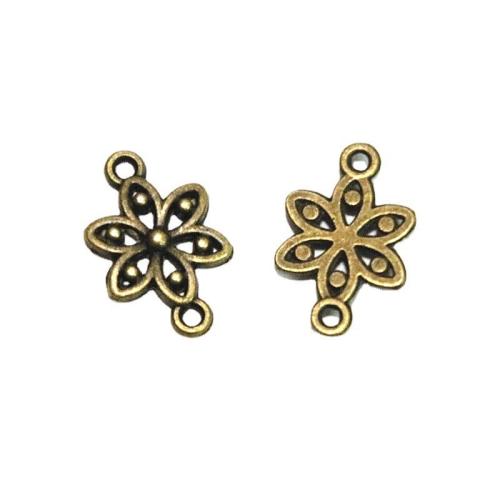 Flower Tibetan Style Connector, antique bronze color plated, DIY & 1/1 loop, 12x17.70mm, 100PCs/Bag, Sold By Bag