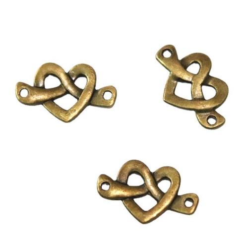 Heart Tibetan Style Connector, antique bronze color plated, DIY & 1/1 loop, 22.50x14mm, 100PCs/Bag, Sold By Bag