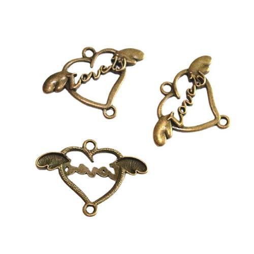 Heart Tibetan Style Connector, antique bronze color plated, DIY & 1/1 loop, 28.70x29.50mm, 60PCs/Bag, Sold By Bag