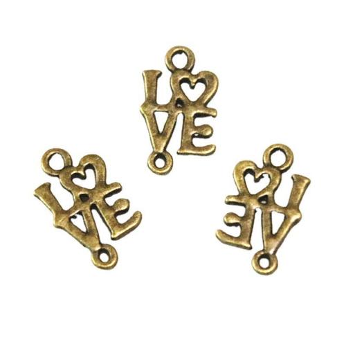 Letter Tibetan Style Connector, Alphabet Letter, antique bronze color plated, DIY & 1/1 loop, 17x10mm, 100PCs/Bag, Sold By Bag