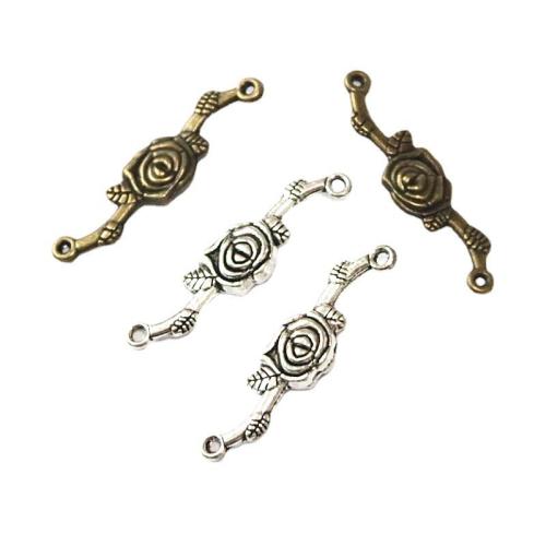 Flower Tibetan Style Connector, plated, DIY & 1/1 loop, more colors for choice, 33x8mm, 50PCs/Bag, Sold By Bag