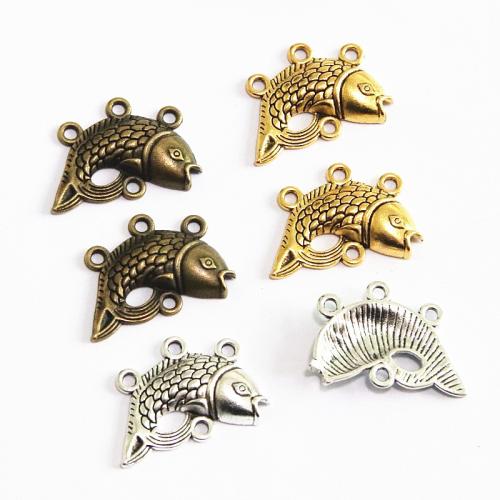 Animal Tibetan Style Connector, Fish, plated, DIY & 3/1 loop, more colors for choice, 22x30mm, 50PCs/Bag, Sold By Bag