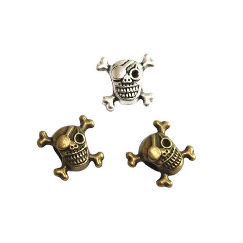 Tibetan Style Jewelry Beads, Skull, plated, DIY, more colors for choice, 15x12.50mm, 60PCs/Bag, Sold By Bag