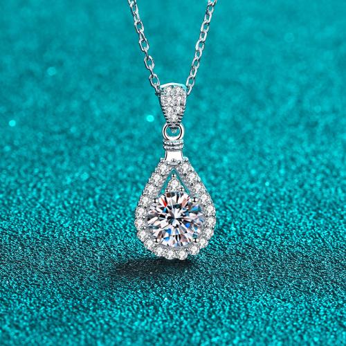 925 Sterling Silver Necklace, Teardrop, cross chain & different styles for choice & for woman, Length:Approx 16-18 Inch, Sold By PC