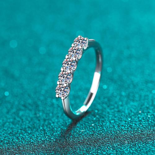 925 Sterling Silver Finger Ring, with Moissanite, different size for choice & for woman, US Ring Size:3-10.5, Sold By PC