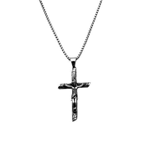 Stainless Steel Jewelry Necklace, 304 Stainless Steel, Cross, fashion jewelry & Unisex, original color, Length:60 cm, Sold By PC