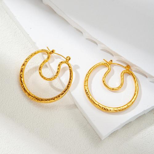 Acier inoxydable Levier Retour Earring, Acier inoxydable 304, bijoux de mode & pour femme & creux, doré, 37x35mm, Vendu par paire