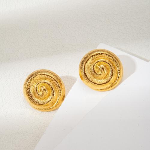 Boucle d'oreille de gaujon en acier inoxydable, Acier inoxydable 304, bijoux de mode & pour femme, doré, 25x25mm, Vendu par paire