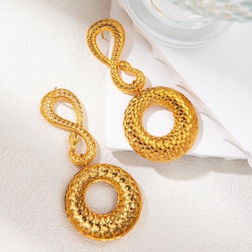 Boucle d'oreille de gaujon en acier inoxydable, Acier inoxydable 304, bijoux de mode & pour femme & creux, doré, 58x25mm, Vendu par paire