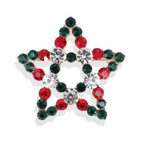 Tibetan Style Brooches, Star, Unisex & with rhinestone, 43x40mm, Sold By PC