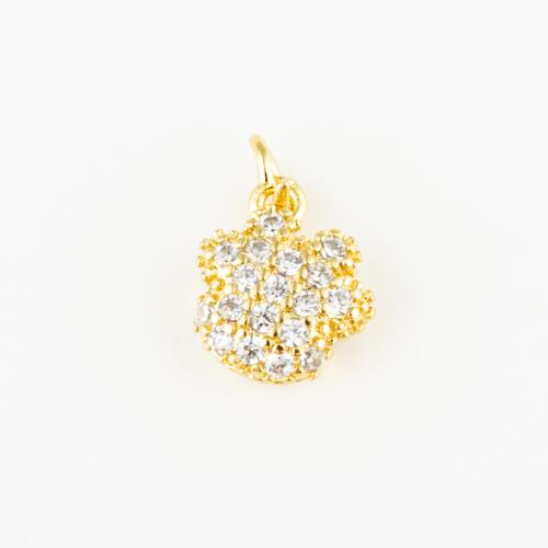 Cubic Zirconia Micro Pave Brass Pendant, fashion jewelry & Unisex & micro pave cubic zirconia, golden, 12x9mm, Hole:Approx 3mm, Sold By PC