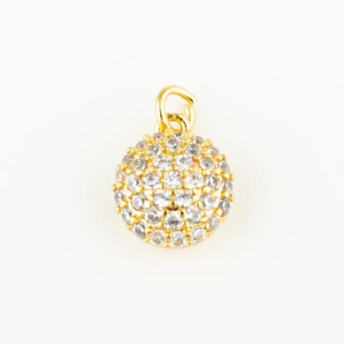 Cubic Zirconia Micro Pave Brass Pendant, fashion jewelry & Unisex & micro pave cubic zirconia, golden, 12x10mm, Hole:Approx 3mm, Sold By PC