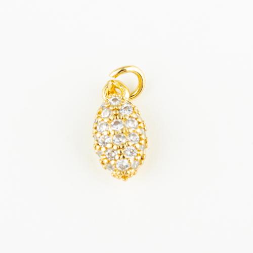 Cubic Zirconia Micro Pave Brass Pendant, fashion jewelry & Unisex & micro pave cubic zirconia, golden, 12x6mm, Hole:Approx 3mm, Sold By PC