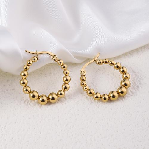 Acier inoxydable Levier Retour Earring, Acier inoxydable 304, Plaqué or 18K, bijoux de mode & pour femme, doré, 29mm, Vendu par paire