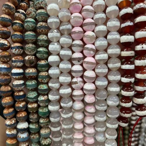 Natural Tibetan Agate Dzi Beads, Round, DIY, more colors for choice, 10mm, Approx 37PCs/Strand, Sold By Strand